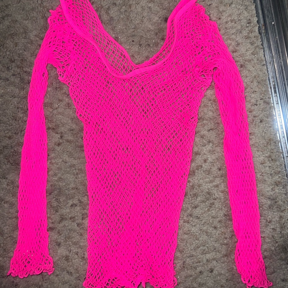 Vibrant Pink Fishnet Top